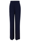 SEMICOUTURE 'EMERSON' BLUE STRAIGHT LOOSE PANTS IN ACETATE AND SILK BLEND WOMAN