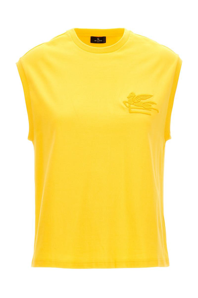Etro Logo Embroidery Tank Top In Yellow