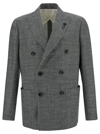 LARDINI GREY DOUBLE-BREASTED BLAZER WITH BUTTONS IN WOOL BLEND MAN