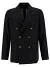 TAGLIATORE 'MONTECARLO' BLACK DOUBLE-BREASTED JACKET WITH SILVER-COLORED BUTTONS IN WOOL MAN