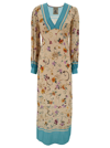 SEMICOUTURE 'GIOVANNA' LONG LIGHT BLUE AND BEIGE DRESS WITH FLOREAL PRINT IN VISCOSE WOMAN
