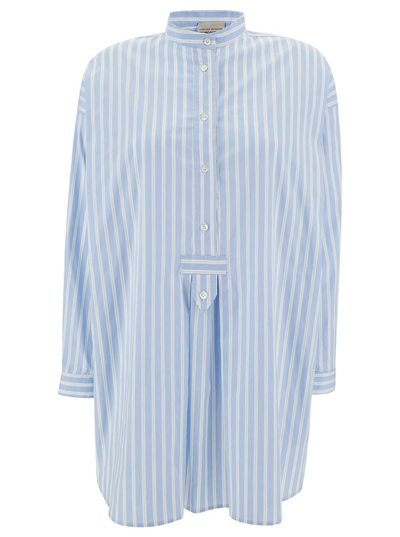 Semicouture Molly Striped Shirt Dress In Blue