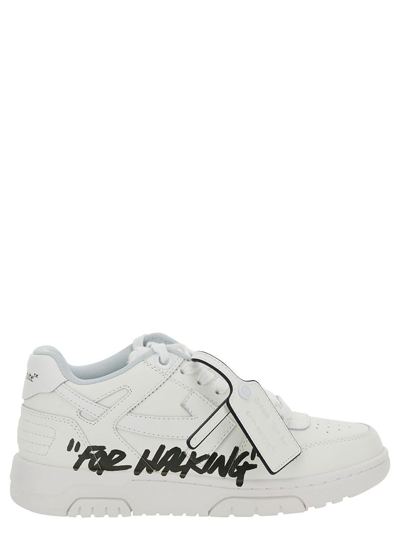 OFF-WHITE 'OUT OF OFFICE FOR WALKING' WHITE LOW TOP SNEAKERS IN LEATHER WOMAN