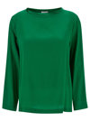 PLAIN GREEN LONG-SLEEVED BLOUSE IN STRETCH SILK WOMAN