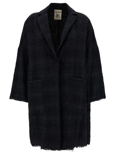 Semicouture Sigmund Brushed Single-breasted Coat In Black