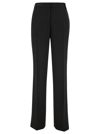 Plain Straight Black Pants With Belt Loops In Fabric Woman In Black