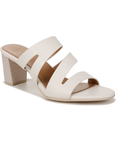 Naturalizer Beaming Mid-heel Sandals In Warm White Faux Leather