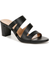 Naturalizer Beaming Block Heel Slide Sandal In Black Faux Leather