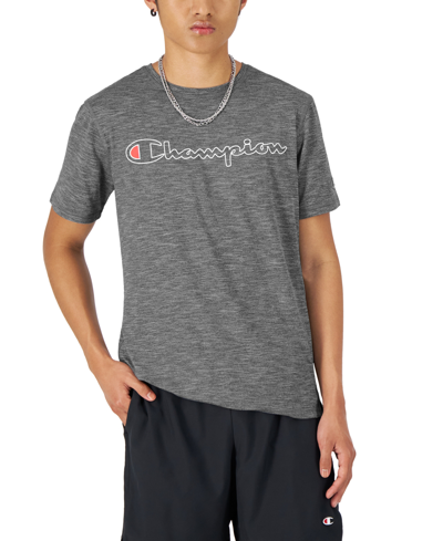 Champion Men's Mvp Script Logo Short-sleeve Crewneck T-shirt In Grey Railroad