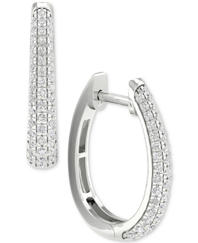 Forever Grown Diamonds Lab Grown Diamond Small Hoop Earrings (1 Ct. T.w.) In Sterling Silver