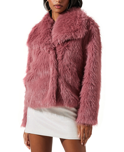 Astr Women's Lynx Faux-fur Oversized-collar Jacket In Mauve