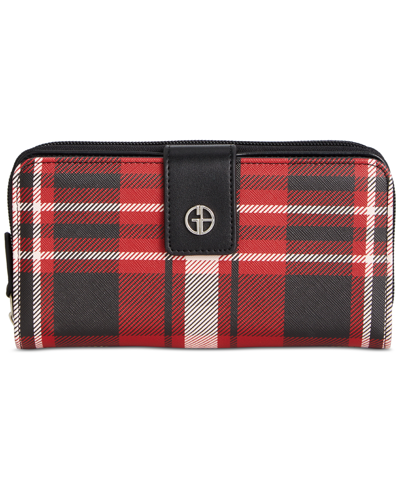 Giani Bernini Vertical Plaid All In One Wallet, Created For Macy's In Red Plaid