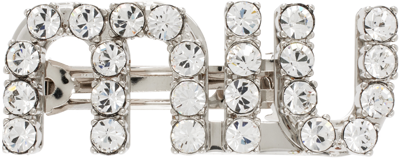 Miu Miu Hair Clip With Crystals In Steel/crystal