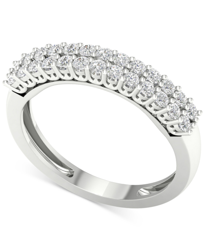 Macy's Diamond Double Row Anniversary Band (1/2 Ct. T.w.) In 14k White Gold