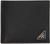 Prada Triangle Logo Saffiano Leather Wallet In Black