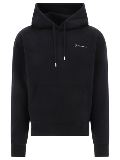 Jacquemus Cotton Jersey Hoodie In Black
