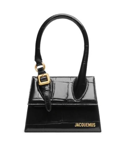 Jacquemus Le Chiquito Moyen Boucle Black Embossed Leather Bag Women