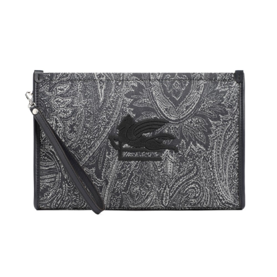 Etro Paisley-jacquard Pattern Pouch In Blue