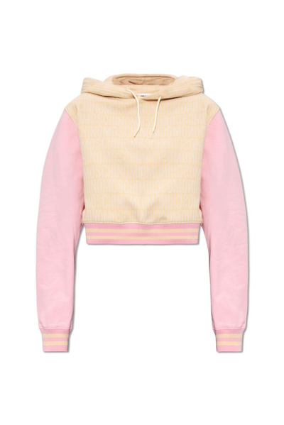 Moschino Monogrammed Cropped Hoodie In Neutrals