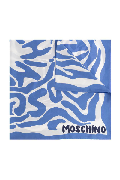 Moschino Graphic Print Scarf In Blue