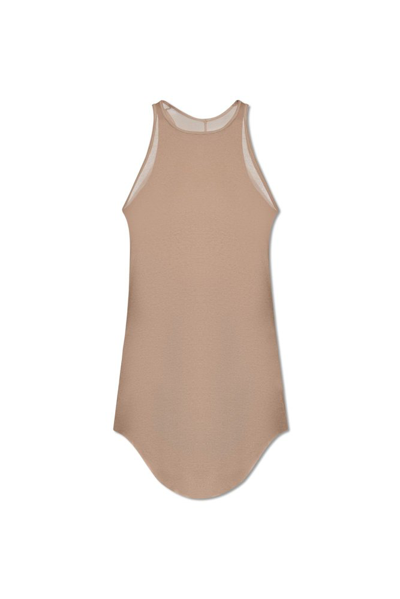 Rick Owens Sleevelss Ribbed Tank Top In Grey