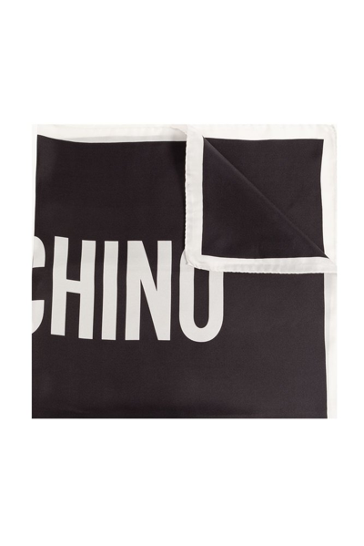 Moschino Logo Detailed Scarf In Black