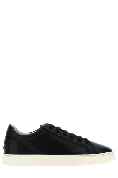 Tod's Studded Logo Printed Lace-up Sneakers In Black