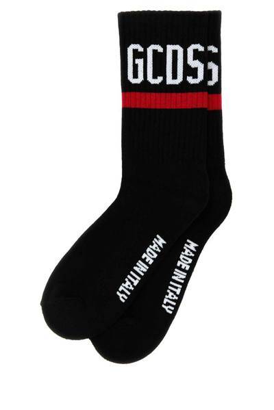 Gcds Black Stretch-cotton Blend Socks