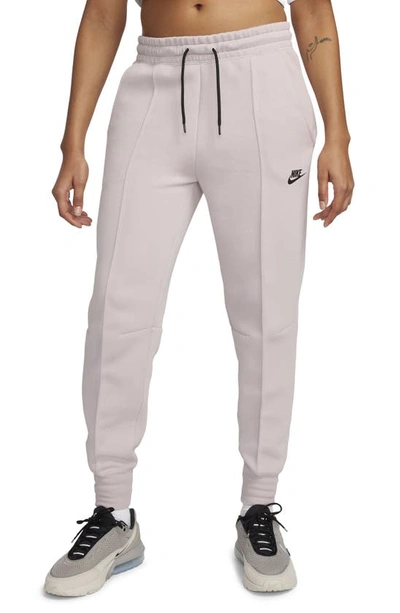 Nike Women's  Sportswear Tech Fleece Mid-rise Jogger Pants In Platinum Violet/black 