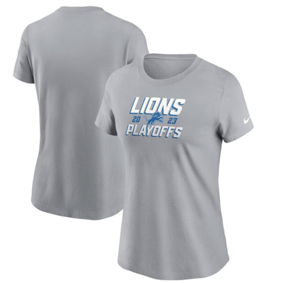 Nike Grey Detroit Lions 2023 Nfl Playoffs Iconic T-shirt In Grey