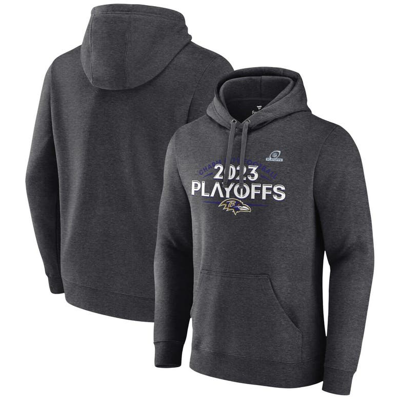 Fanatics Branded Heather Charcoal Baltimore Ravens 2023 Nfl Playoffs Fleece Pullover Hoodie