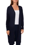 Halogen Split Side Linen Blend Long Cardigan In Classic Navy
