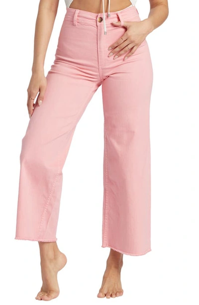 Billabong Free Fall Stretch Crop Wide Leg Pants In Pink