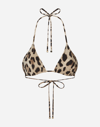 DOLCE & GABBANA TRIANGLE BIKINI TOP WITH LEOPARD PRINT