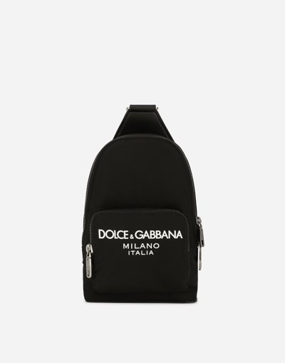 Dolce & Gabbana Nylon Crossbody Backpack In ブラック