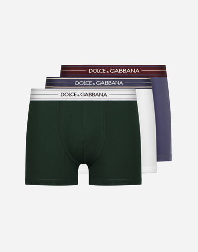Dolce & Gabbana 3-pack Boxer Regular Cotone Stretch In Variante Abbinata