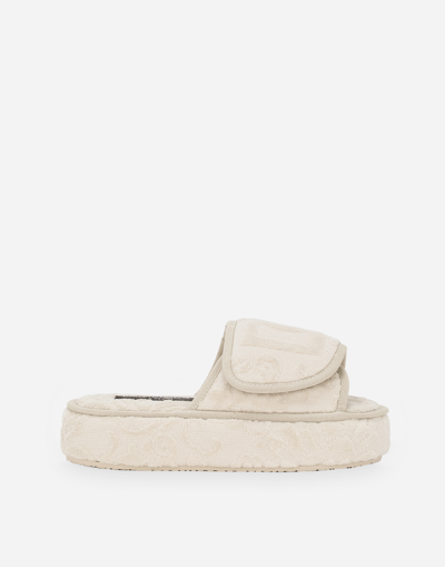 Dolce & Gabbana Terry Cotton Plateau Slippes In Multicolor