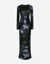 Dolce & Gabbana Bluebell Floral Print Paillette Embellished Gown In Print