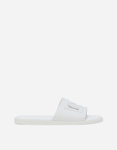 Dolce & Gabbana Rubber Beachwear Sliders In White