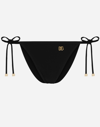 Dolce & Gabbana Logo-plaque Side-tie Bikini Bottom In ブラック