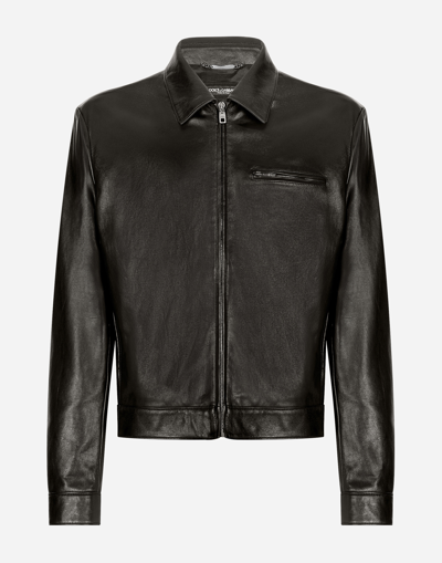 Dolce & Gabbana Lambskin Jacket In Black