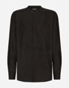 DOLCE & GABBANA SILK MARTINI-FIT SHIRT WITH PLASTRON