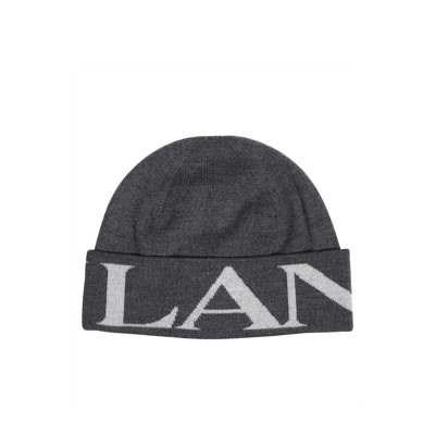 Lanvin Wool Logo Hat In Gray