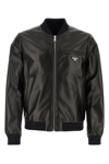 Prada Men Black Nappa Leather Reversible Bomber Jacket