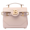 Balmain Structured Leather Handbag With Adjustable Strap In Beige