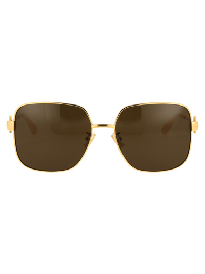 Bottega Veneta Sunglasses In 002 Gold Gold Brown