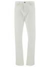 TOM FORD WHITE SLIM FIVE-POCKET STYLE JEANS WITH BRANDED BUTTON IN STRETCH COTTON DENIM MAN