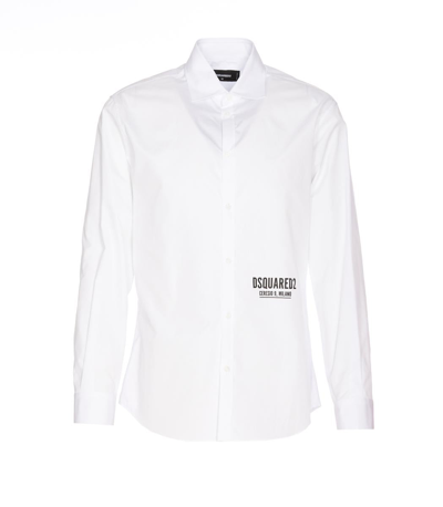 Dsquared2 Cotton Shirt In Popeline In White