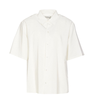 Lanvin Pinstriped Silk-blend Shirt In White