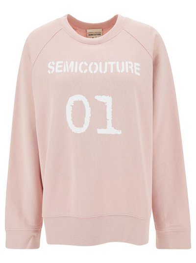 Semicouture Logo Sweatsirt In Pink